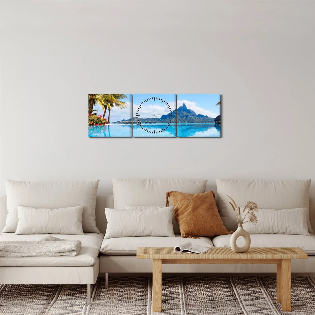 Kép - Pálmafák és strandok (órával) (90x30 cm)
