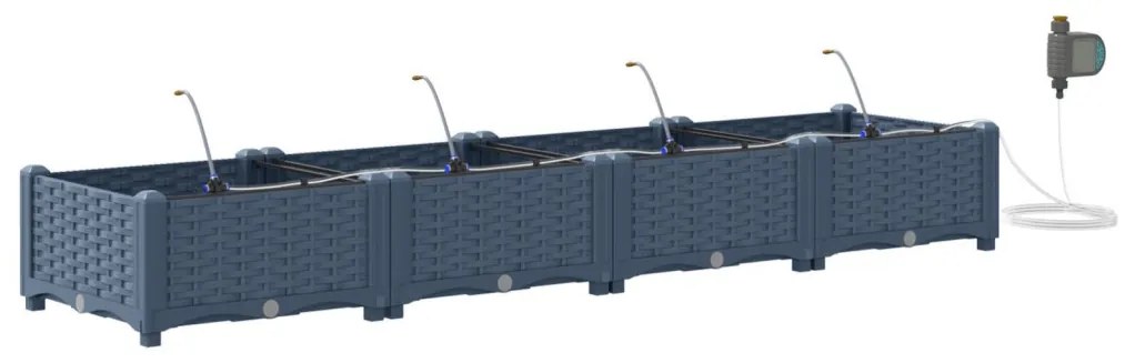 Kerti ültetők Szürke 160 x 40 x 22 cm Acél