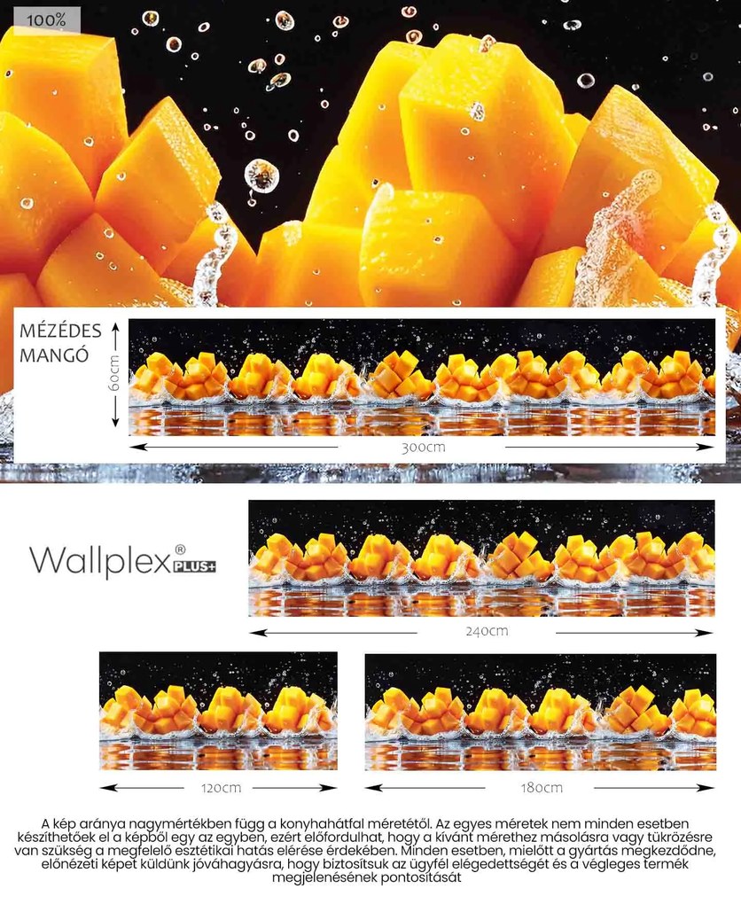 Wallplex konyhahátfal Mézédes Mangó (Méret: 60x240)