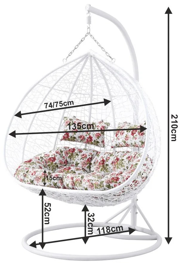 Függőfotel 135x115x210cm fehér Babilon-XXL-White