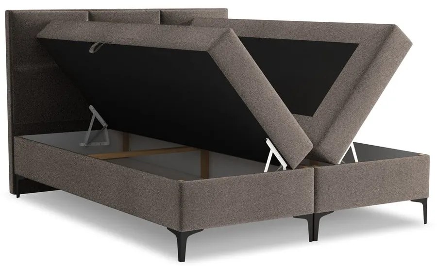 Barna ágyneműtartós boxspring ágy 140x200 cm Pakalana – Makamii