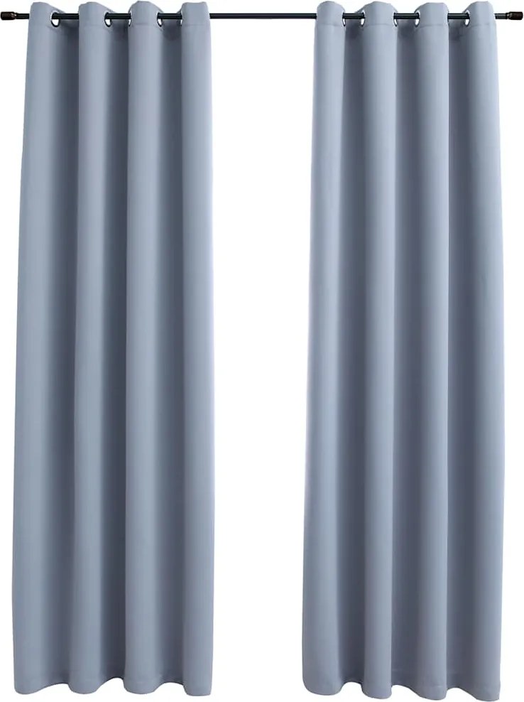 vidaXL 2 db szürke sötétítőfüggöny fémgyűrűkkel 140 x 175 cm