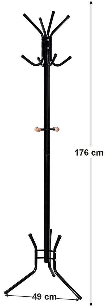 SAMUEL álló fogas, 49x176cm, fekete SongmicsHome