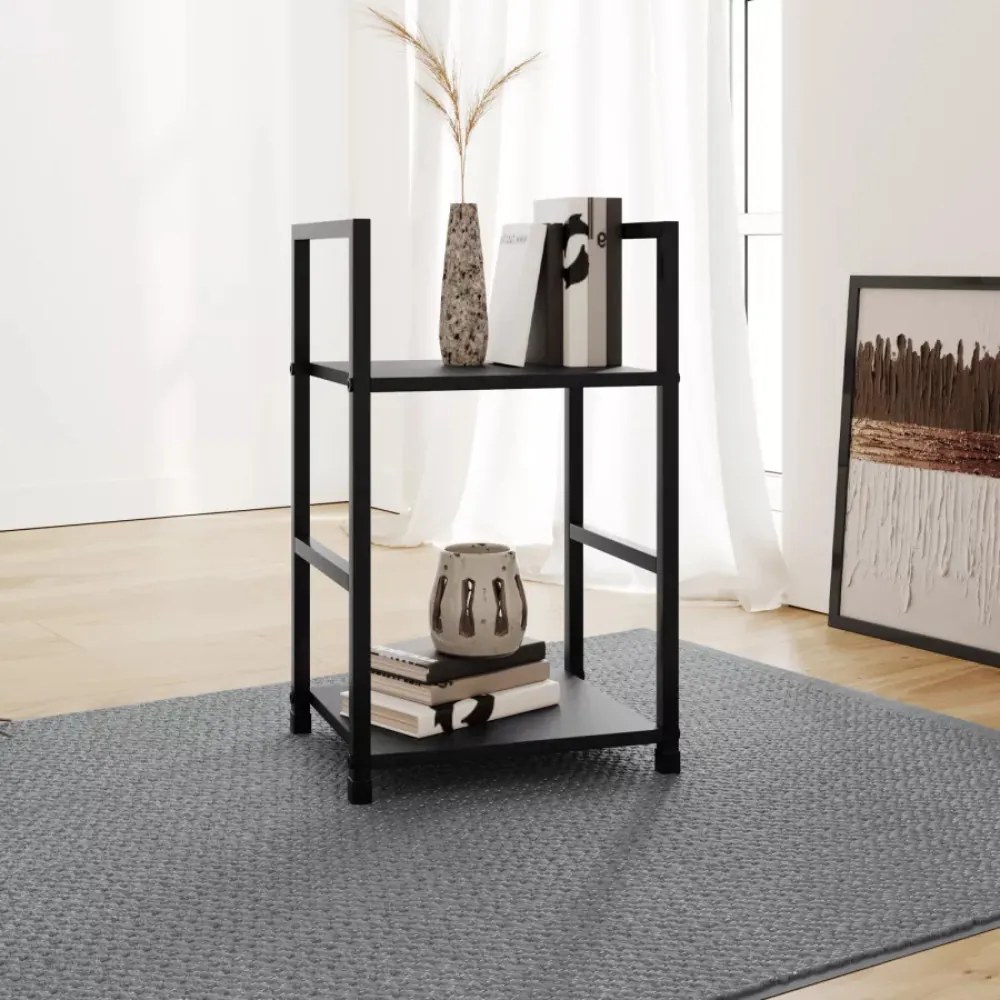 Intenso Home 2 szintes nyitott könyvespolc / éjjeliszekrény 29 x 48cm (Fekete) | Univerzális tároló állvány fém lábakkal