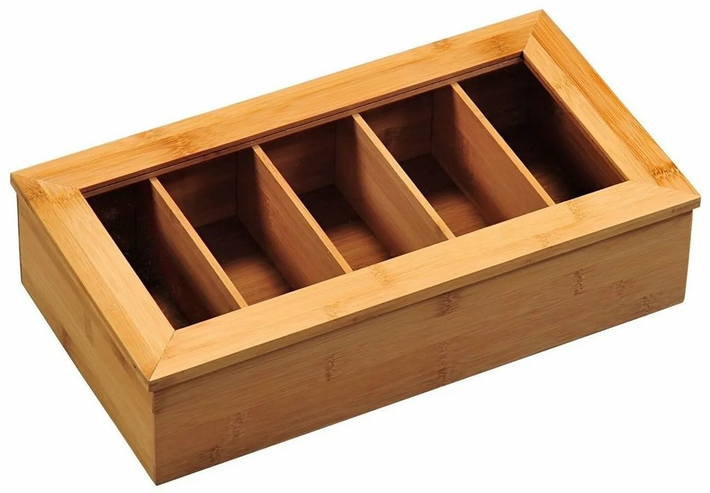Kesper 58900 Bambusz tea tároló, 5 rekesz, 36 x 20x 9 cm