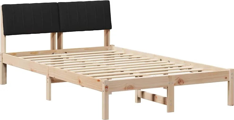 vidaXL Ágykeret fejtámlával Barna és fekete 120 x 200 cm Tömör fenyőfa