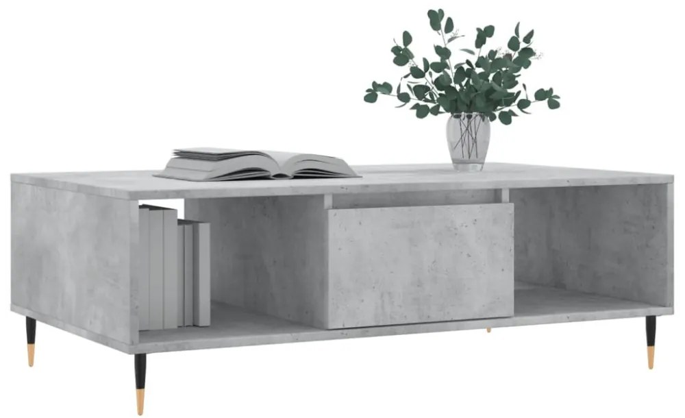 betonszürke szerelt fa dohányzóasztal 104 x 60 x 35 cm