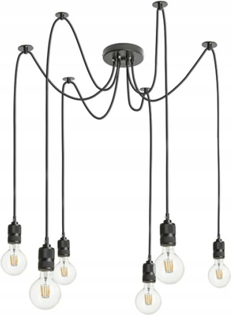 Rendl Cindy VI függeszték fekete 6xE27, állítható hosszúságú, ipari