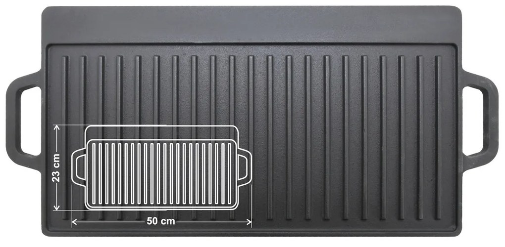 Cattara 13064 Grillező tányér fogantyúvalÖntöttvas, 50 x 23 cm