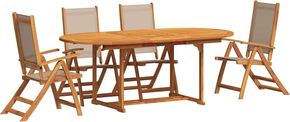 vidaXL 5 részes tömör akácfa és textilén kerti étkezőgarnitúra