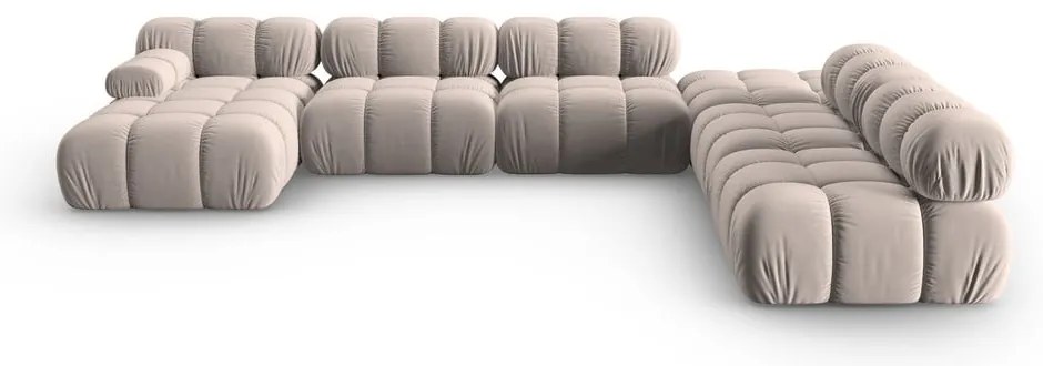 Világosbarna bársony moduláris sarokkanapé (jobb oldali-U alakú) Bellis – Micadoni