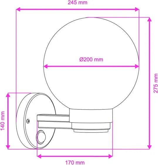 BRILAGI - Kültéri fali lámpa érzékelővel HARBOR 1xE27/40W/230V IP33 fekete/átlátszó