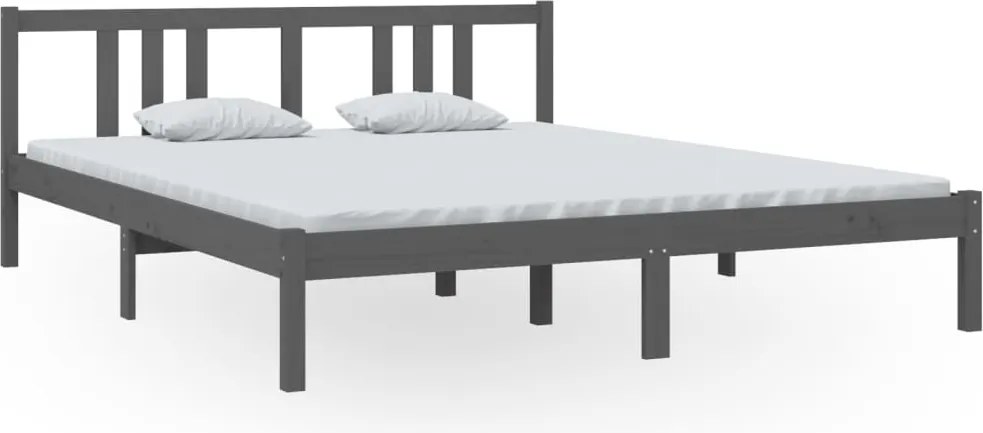 vidaXL szürke tömör fa ágykeret 160 x 200 cm