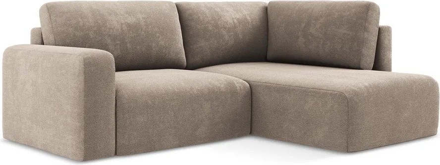 Bézs zsenília kinyitható-tárolóhelyes sarokkanapé (jobb oldali-L alakú) Kona – Makamii