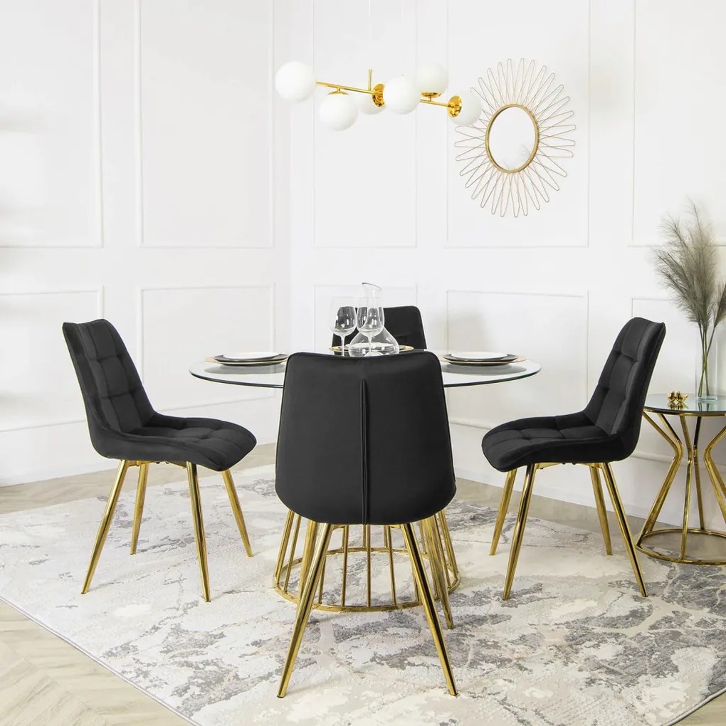 Elegáns Fekete Étkezőszék Arany Lábbal. CARO