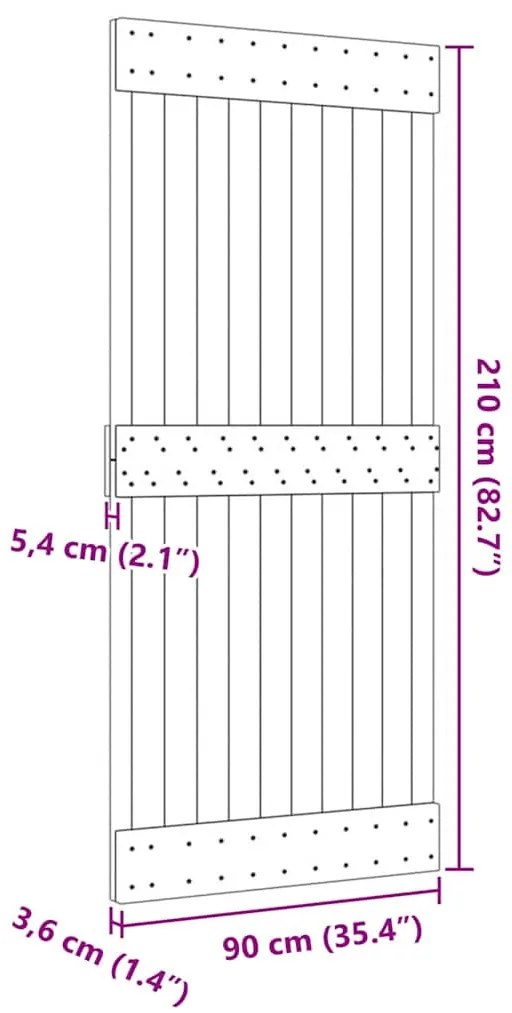 NARVIK tömör fenyőfa ajtó 90 x 210 cm