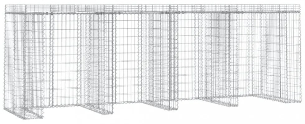 horganyzott vas gabionkosár szemeteskukához 350 x 91 x 120 cm
