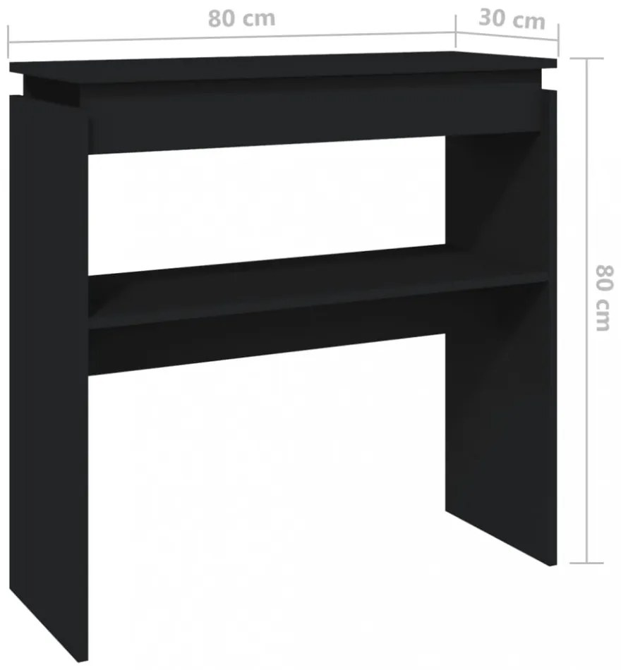 fekete szerelt fa tálalóasztal 80 x 30 x 80 cm