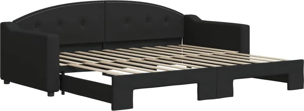 vidaXL fekete kihúzható szövet heverő 90x200 cm
