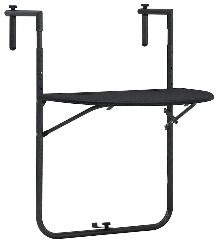 vidaXL fekete rattan hatású műanyag függő erkélyasztal 60x64x83,5 cm