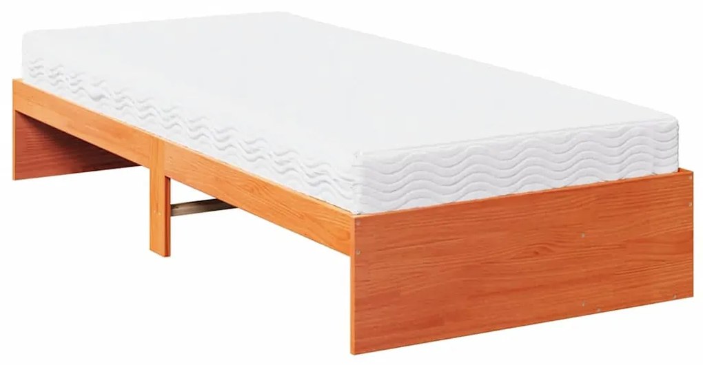 viaszbarna tömör fenyőfa kanapéágy matraccal 90 x 190 cm