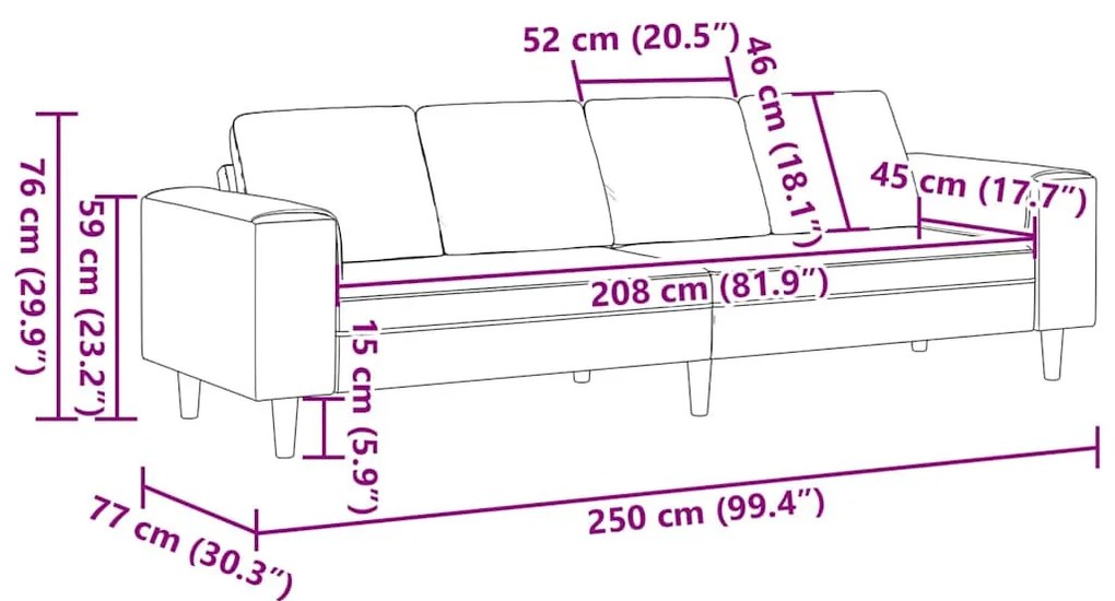 Szövet kanapé párnával Krém 208 cm Bársony anyag