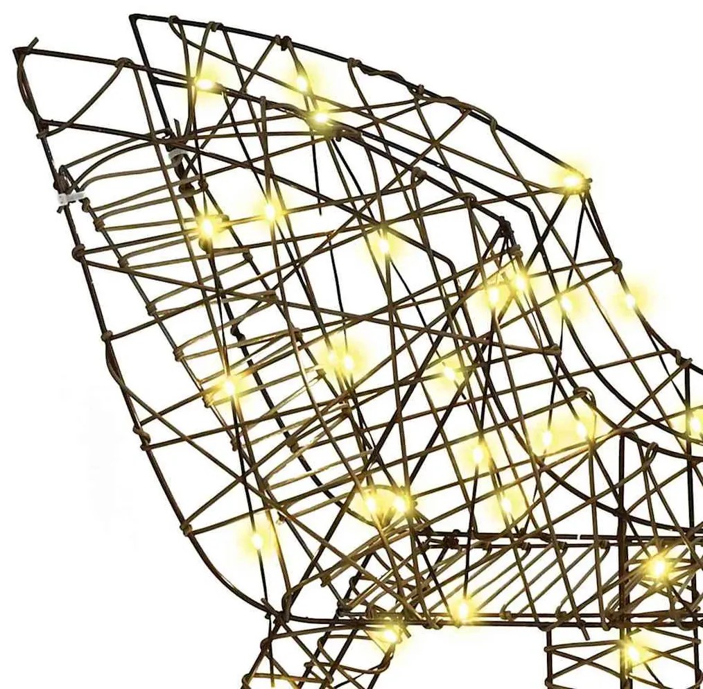 Rénszarvas húzta szán Meleg fehér 70 x 26 x 128.5 cm Rattan