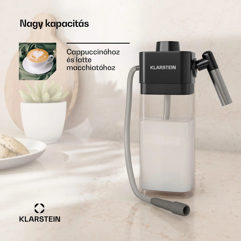 Klarstein SteelPresso tejtartály, praktikus kiegészítők, 0,55 liter, átlátszó
