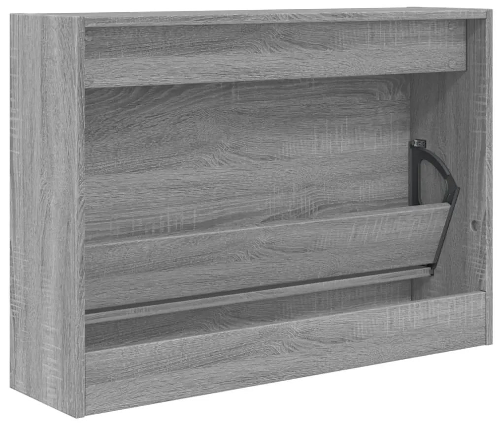 szürke sonoma színű szerelt fa cipőszekrény 80 x 21 x 57 cm
