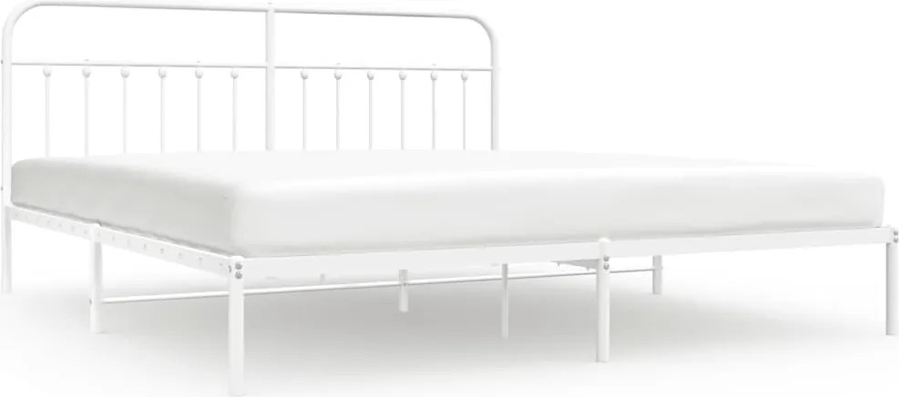 vidaXL fehér fém ágykeret fejtámlával 193 x 203 cm