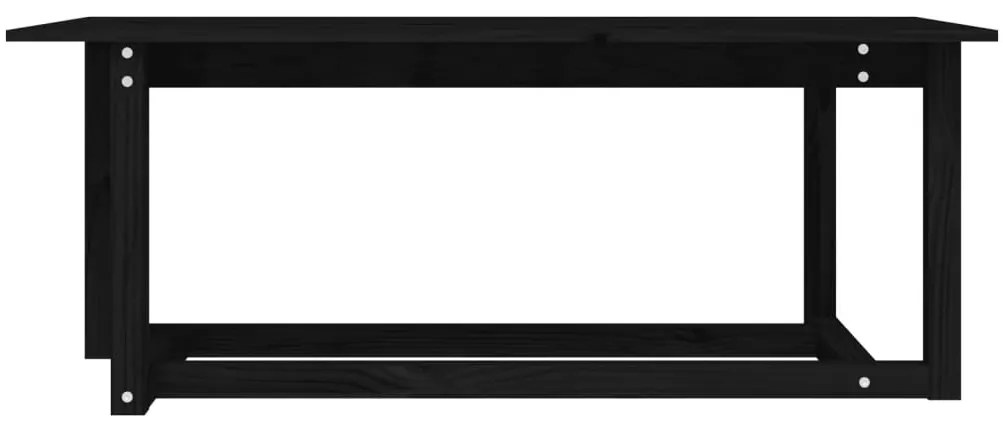 Fekete tömör fenyőfa dohányzóasztal 110 x 55 x 45 cm