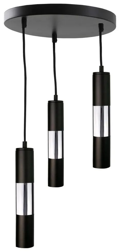 Csillár zsinóron MAGNUMA 3xGU10/50W/230V fekete/fényes króm