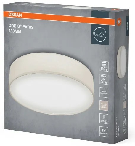Osram - Mennyezeti lámpa ORBIS PARIS 3xE27/25W/230V átmérő 48 cm krémszínű