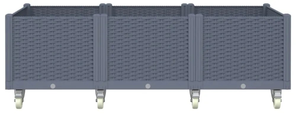 vidaXL kékszürke polipropilén rácsos kerekes ültetőláda 150 x 80 x 54 cm