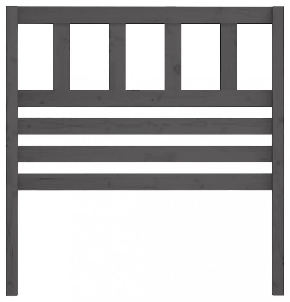 szürke tömör fenyőfa ágyfejtámla 106 x 4 x 100 cm