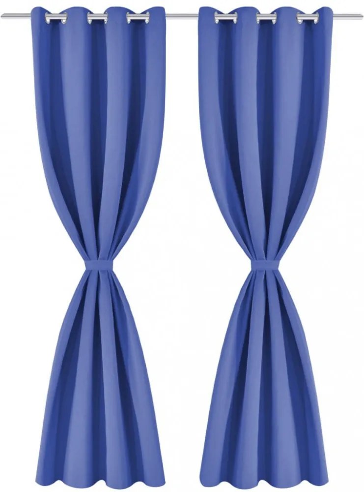 2 db kék sötétítőfüggöny fém függönykarikákkal 135 x 175 cm