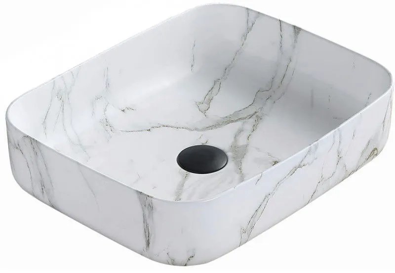 Mexen Carla pultra ültethető mosdókagyló 50 x 39 cm, fehér kő - 21555092