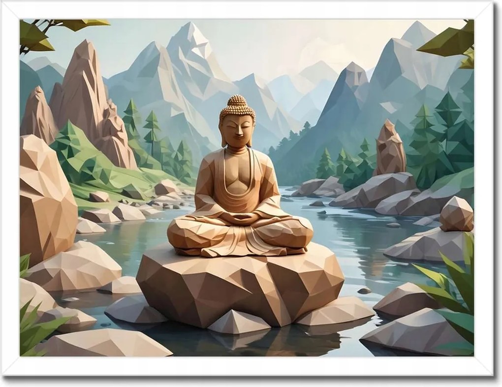 Poszterek keretben 40x30 Buddha origami