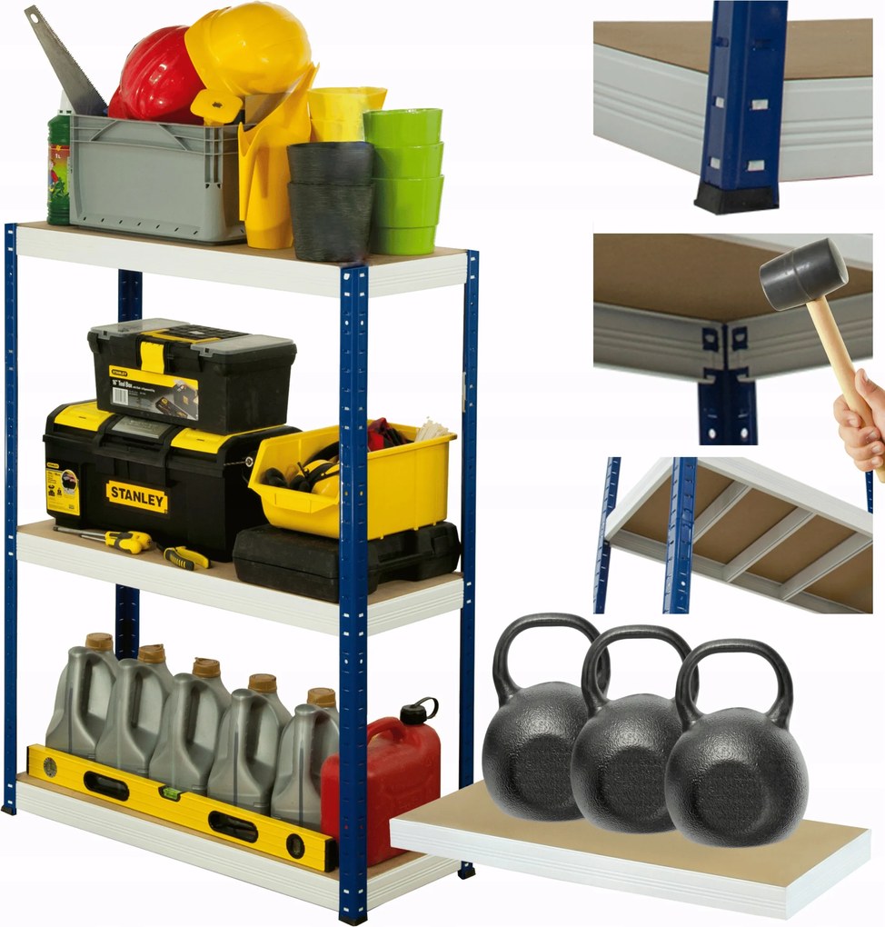 Tárolószekrény garázs fém állvány Helios 106x110x50cm 3Px350kg Pl