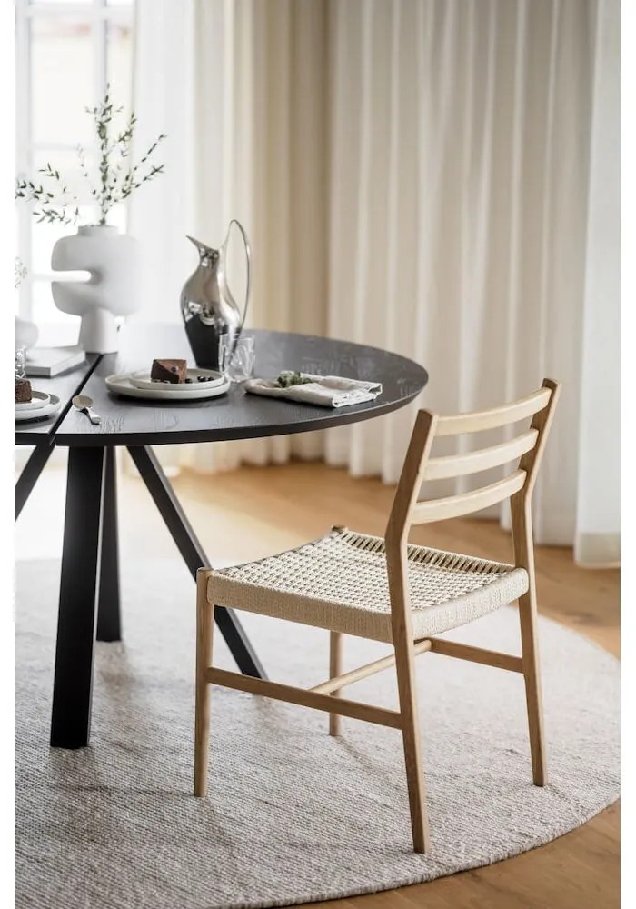 Kerek étkezőasztal tölgyfa asztallappal 150x150 cm Carradale - Rowico