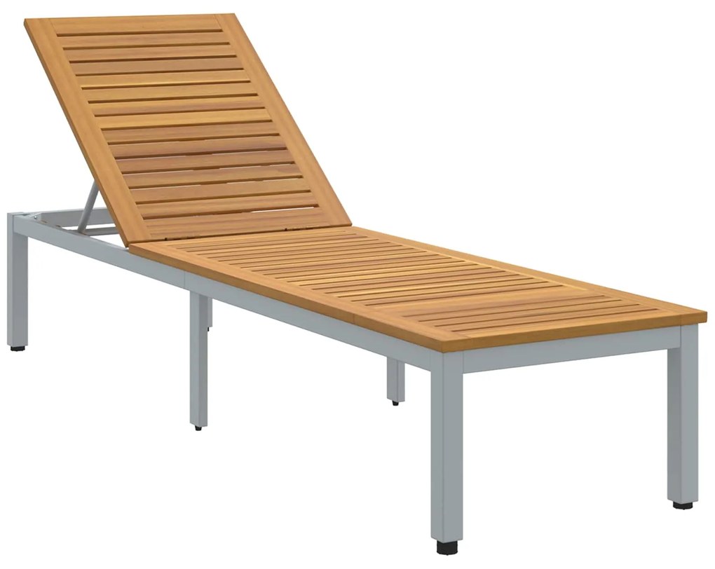 vidaXL Napozóágy Szürke 200 x 55 x 35 cm Tömör Akácfa