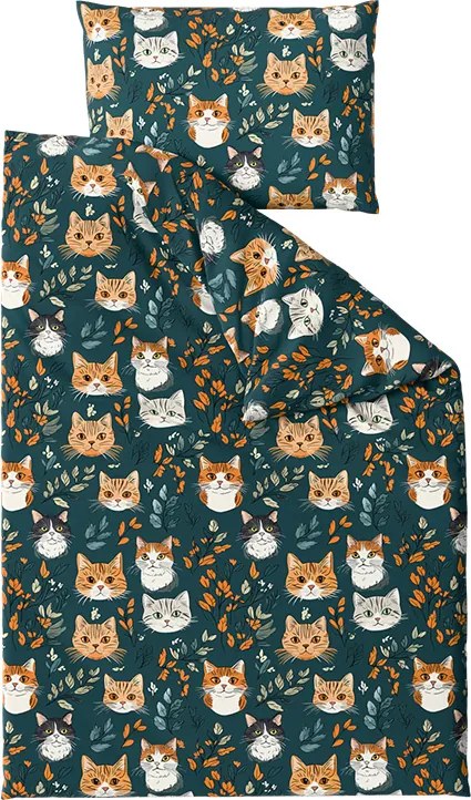 Pamut ágynemű CATTAMI POLY sötétzöld Ágyneműhuzat mérete: 2 db 70 x 90 cm | 200 x 220 cm