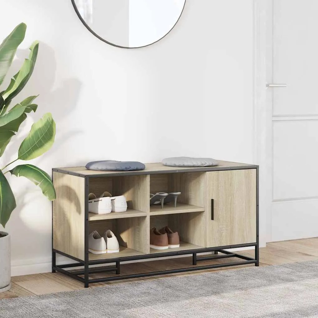 cipőpad Sonoma tölgy 100x40x53,5 cm Gépi fa és fém