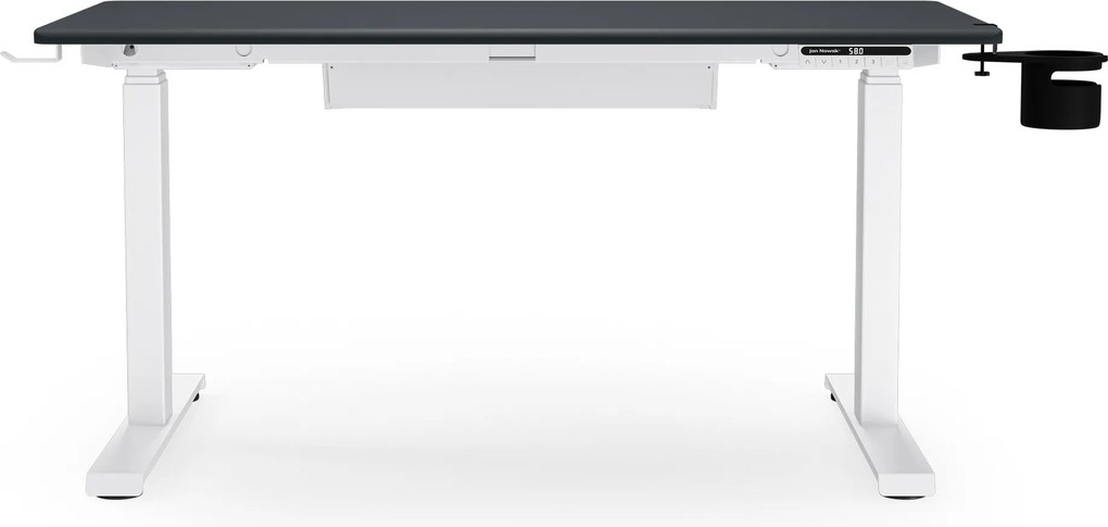 Elektromos, állítható magasságú, ergonomikus, fehér-antracit íróasztal,1200x600 mm: ARIA