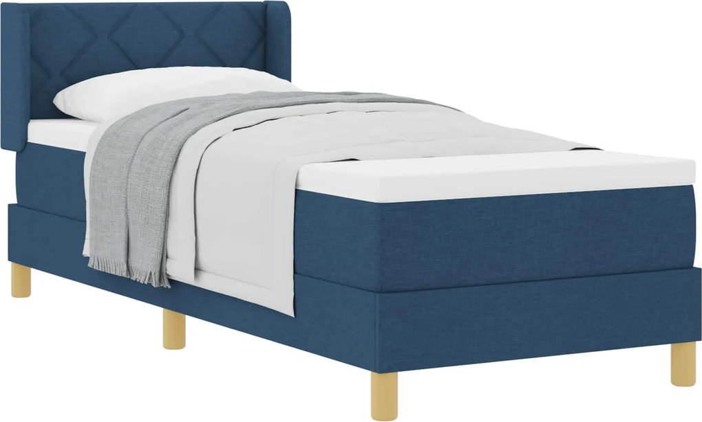 vidaXL Rugós Ágy matracmal fejtámlával Kék 80 x 200 cm szövet
