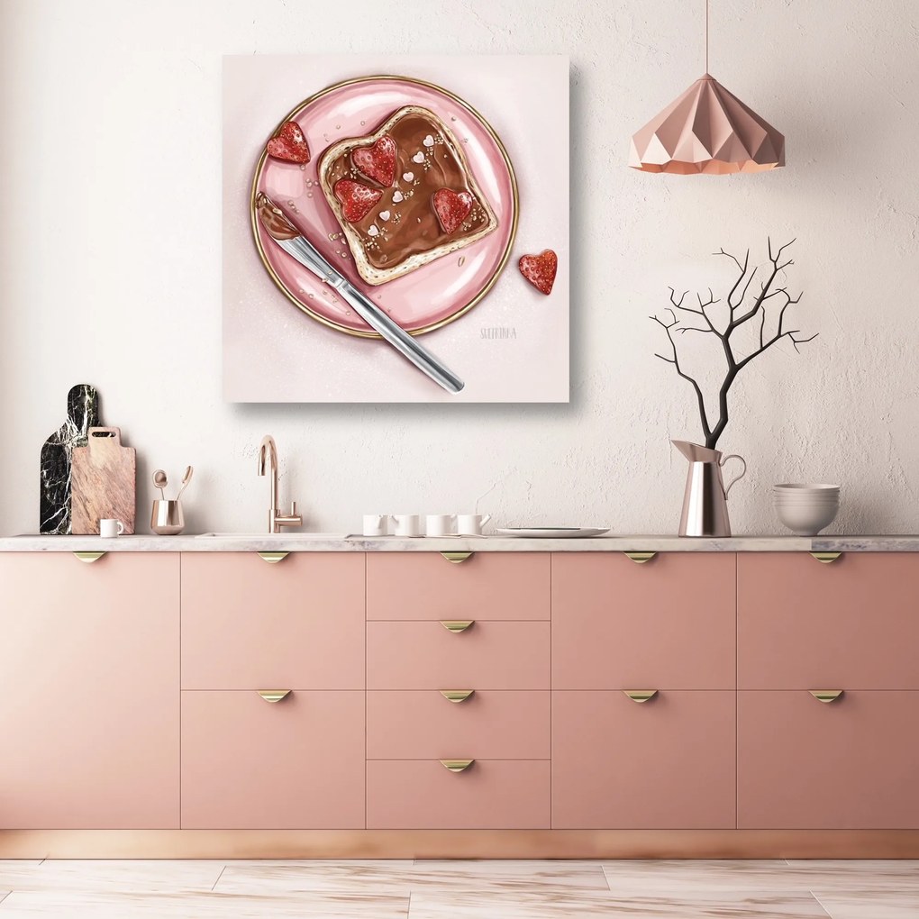 Gario Vászonkép Nutella és eper szendvics - Svetlana Gracheva Méret: 60 x 60 cm