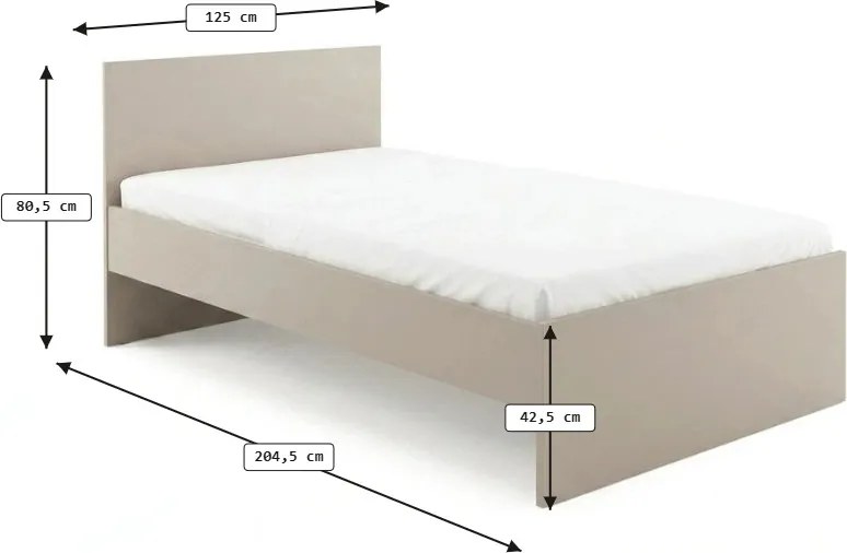 Ágy ELISA 120 x 200 cm, kasmír bézs Ágyrács: Lamellás ágyrács, Matrac: Matrac nélkül