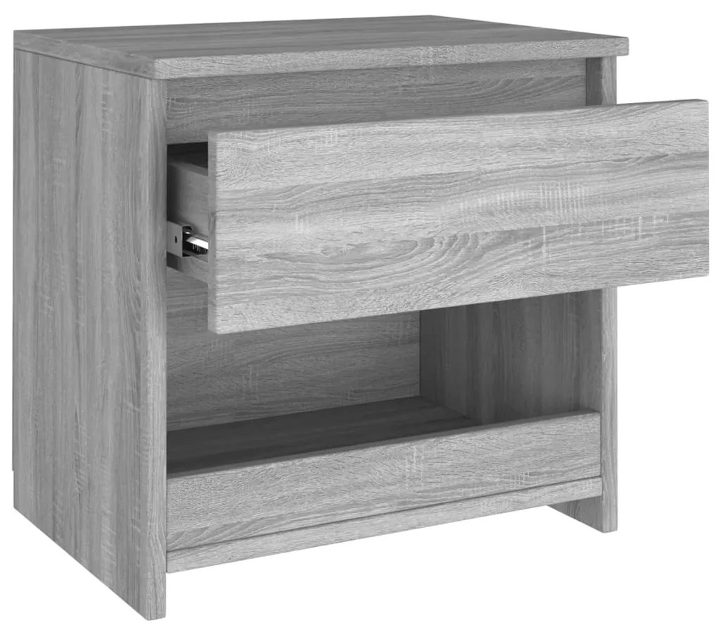 szürke sonoma színű szerelt fa éjjeliszekrény 40 x 30 x 39 cm