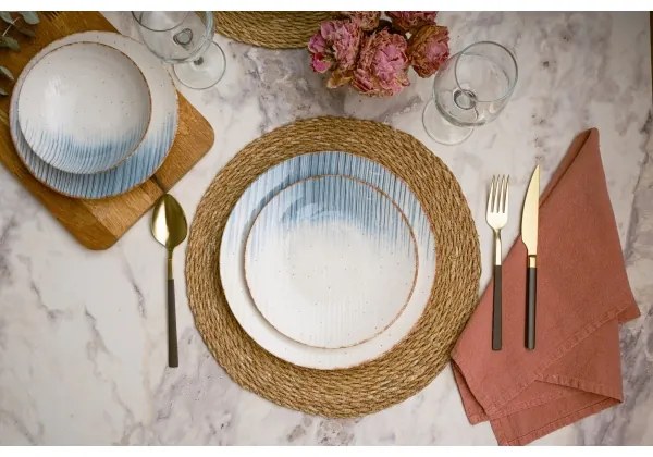 24 darabos étkészlet fehér/kék/porcelán