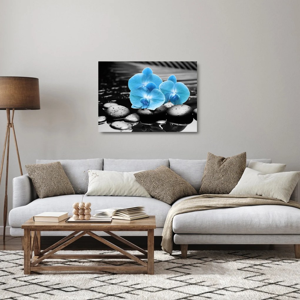 Üveg kép - Kék orchidea (70x50 cm)